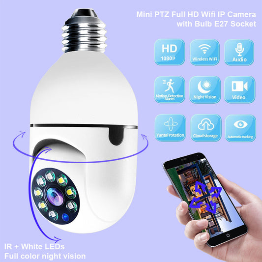 WiFi Bulb Camera 1080P 4X Zoom E27 5G Home Security Monitor