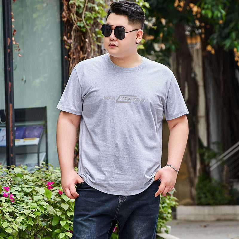 Plus Size Cotton Round Neck Men's T-shirt