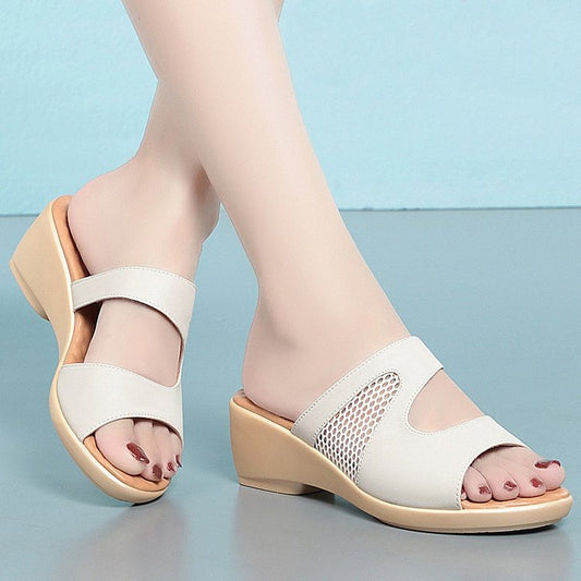 Wedge Sandals Women's Platform Platform Hollow-out Mid Heel Peep Toe Slippers