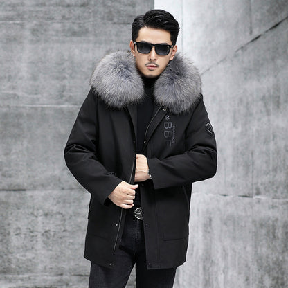 Fox Inner Pot Raccoon Hair Collar Fur Coat