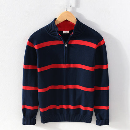 Men's Cotton Wool Turtleneck Half Zipper Sweater
