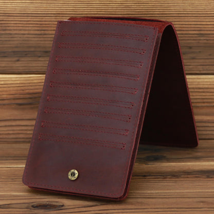 Men's Long Mobile Phone Bag Money Bag Head Layer Cowhide Crazy Ma Card Bag Wallet Card Clip Big Card Clip Thin