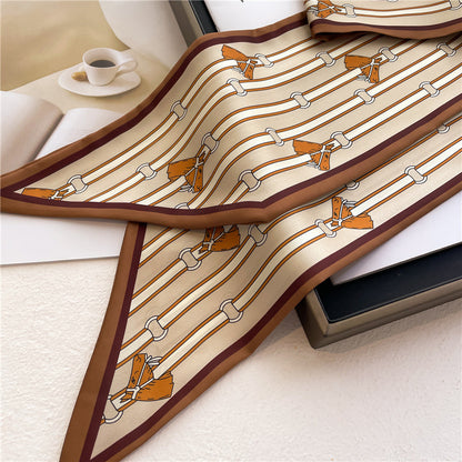 Thin Houndstooth Silk Scarf - Hair Tie