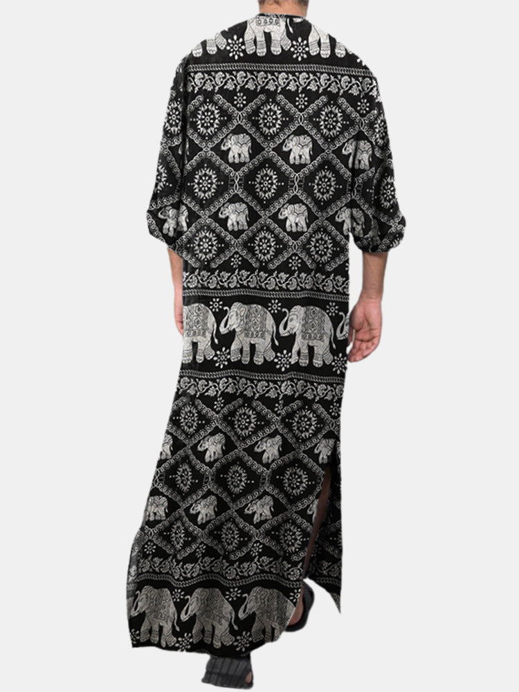 Casual Printed Long Sleeve Dubai Robe