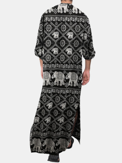 Casual Printed Long Sleeve Dubai Robe