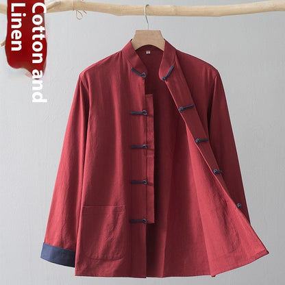 Cotton Linen Coat Vintage Top For Men