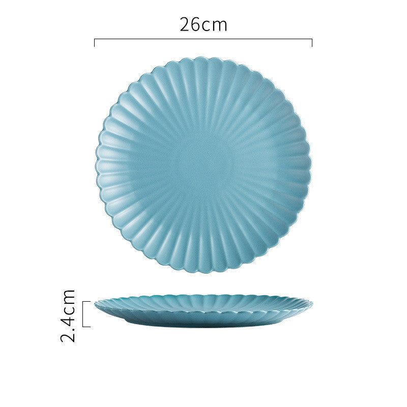 Creative Solid-color Ceramic Plate Round Steak Plate