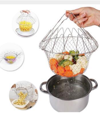 Stainless Steel Foldable Fry Basket Kitchen Tool