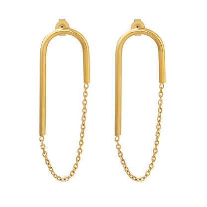 Euro-American Chain U-shaped Ear Studs