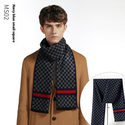 Simple Plaid Artificial Cashmere Warm Scarf