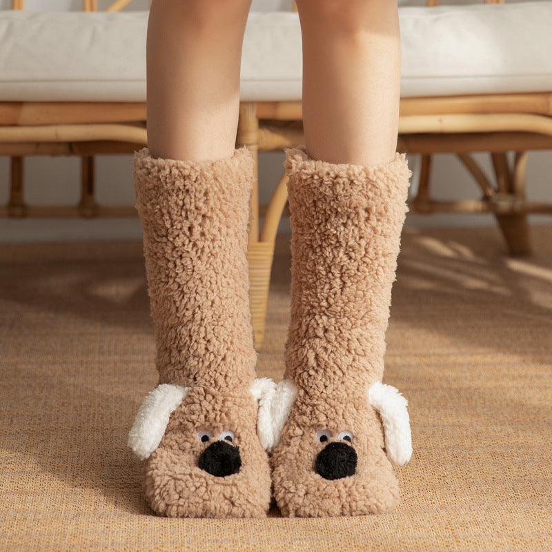 Cute Cartoon Dog Plush Winter Socks