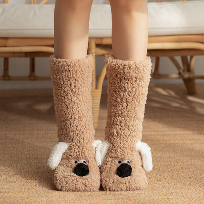 Cute Cartoon Dog Plush Winter Socks