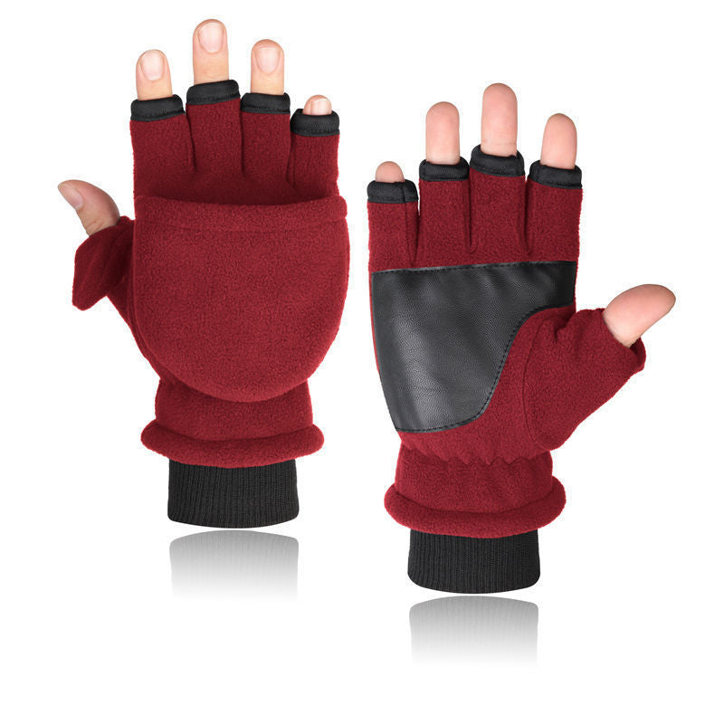 Double-layer Velvet Flip Touch Screen Gloves