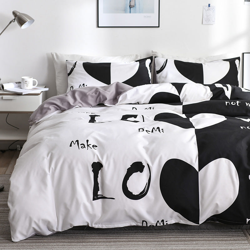 Printed Four-piece Eyelashes Bedding Set