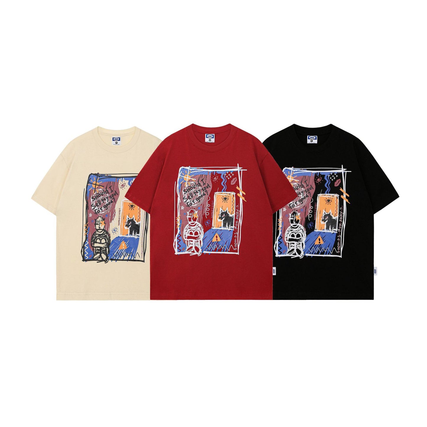 Women's American-style Retro Graffiti Couple Short-sleeved T-shirt