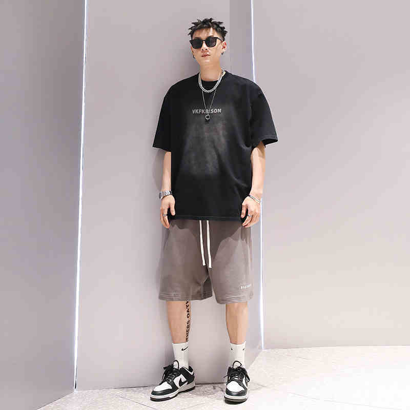 Gradient Washed Fashion Couple T-shirt