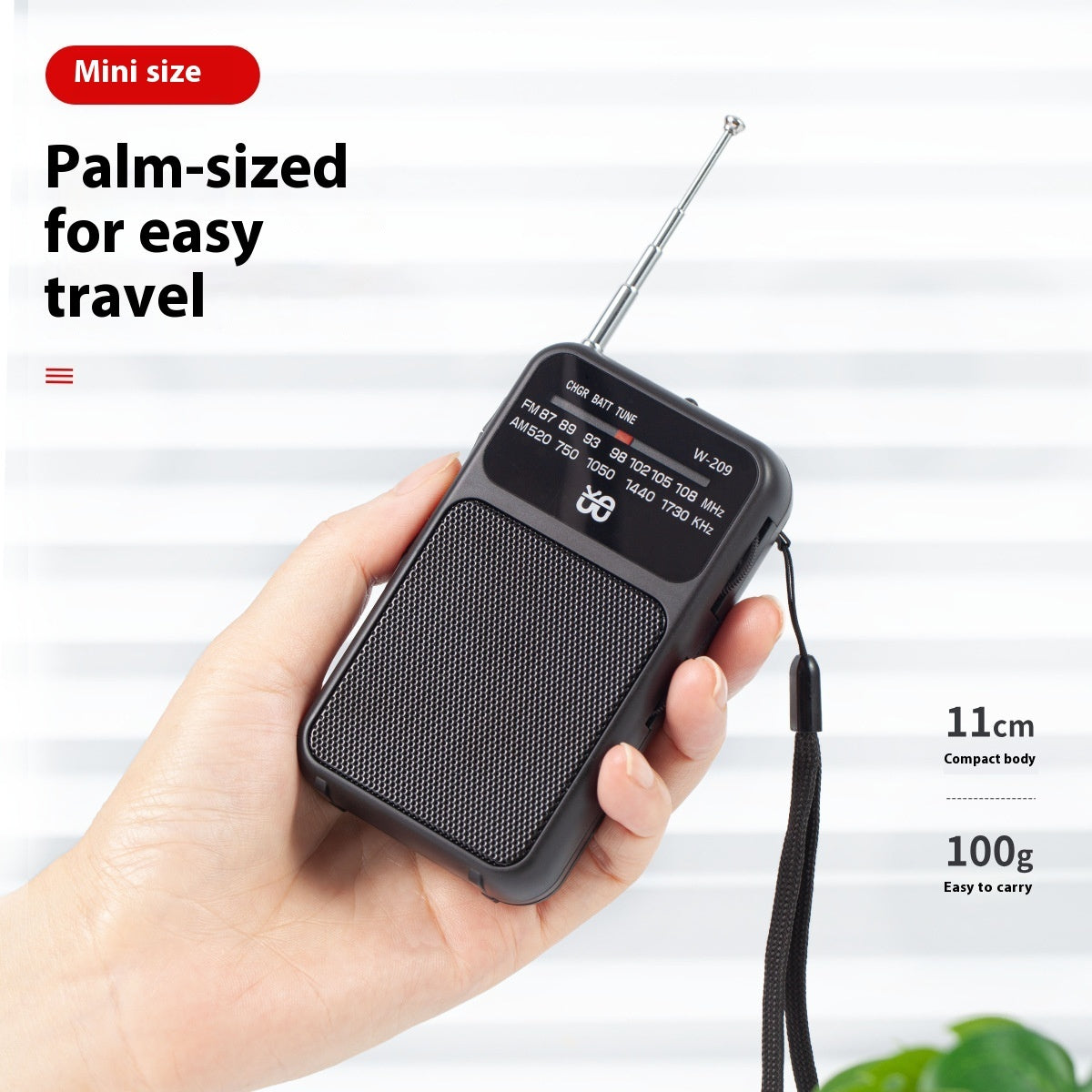 Dual Power FM AM Pocket Radio with Flashlight