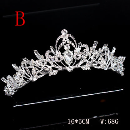 Vintage Pearl Rhinestone Crown Headband for Women - Alloy Hair Accessory Available in 7 Colors