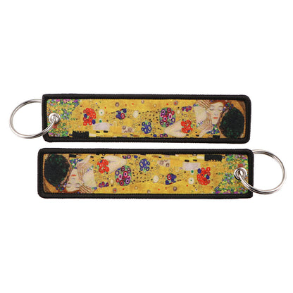 Cartoon Woven Label Keychain Hanging Rope