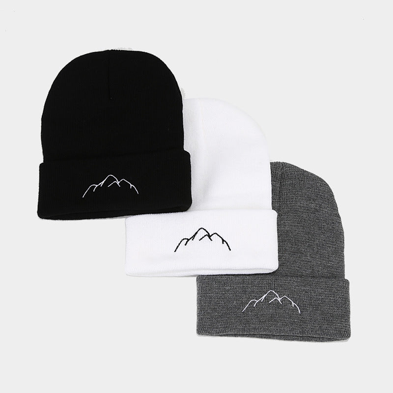 Peak Embroidery Beanie Hat Warm Trendy