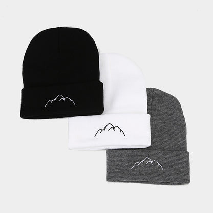 Peak Embroidery Beanie Hat Warm Trendy