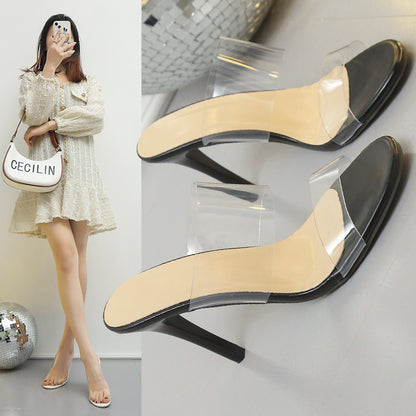 Large Size Summer Nude Stiletto Heel Fairy Style Skin Color Sandals