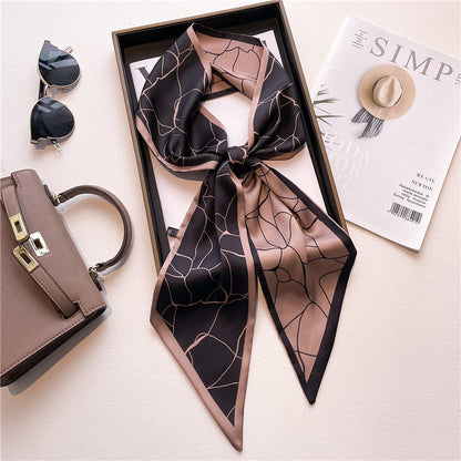 Thin Houndstooth Silk Scarf - Hair Tie
