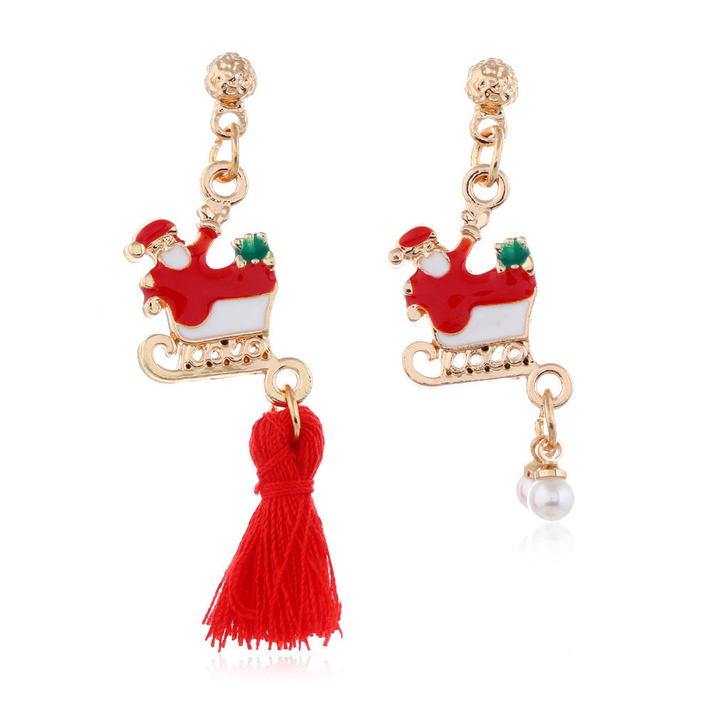 European American Christmas Snowflake Earrings