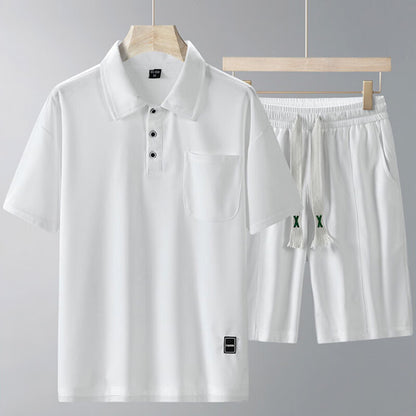 Sports Suit Men's Short-sleeved Thin Lapels T-shirt Shorts Running Leisure Two-piece Set