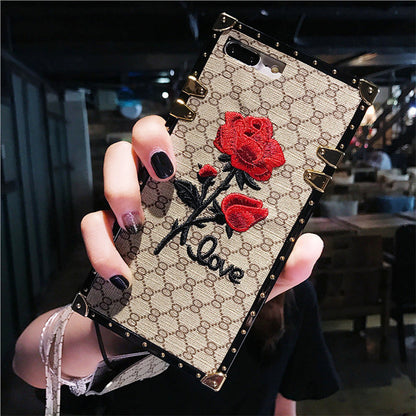Apple 3D Rose Embroidered iPhone Case