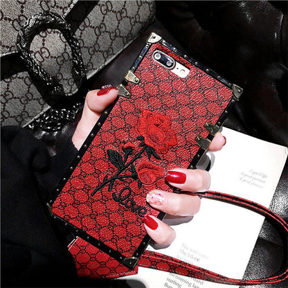 Apple 3D Rose Embroidered iPhone Case