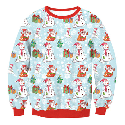 Ugly Christmas Sweater, Santa Elf Print, Pullover