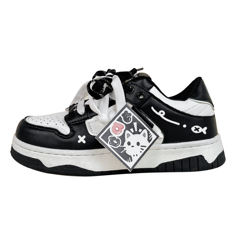 Black And White Board Shoes Women's All-match