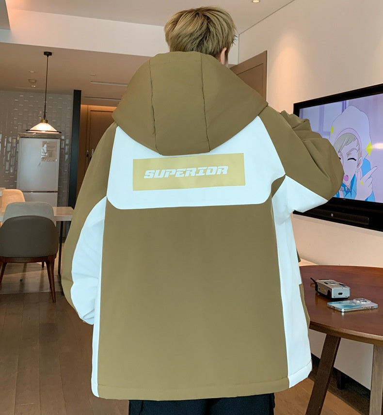 Winter Fleece-lined Clothing Hooded Cotton Coat Jacket