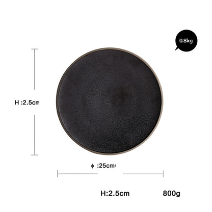 Black Crystal Ceramic Dessert Plate Round Flat Plate