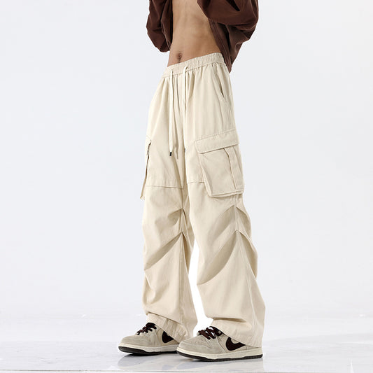 Men's Retro Pleated Straight-Leg Casual Overalls