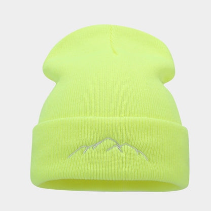 Peak Embroidery Beanie Hat Warm Trendy