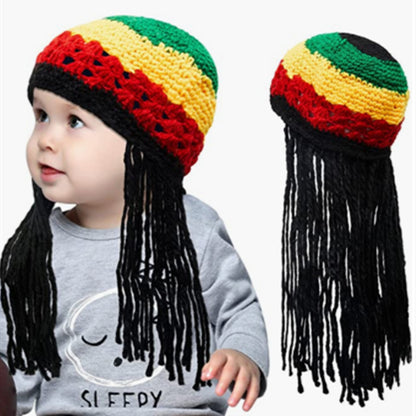Jamaica Reggae Children Rainbow Woolen Cap