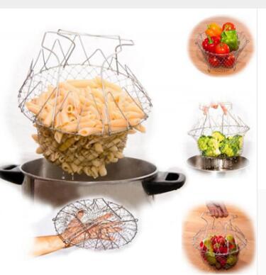 Stainless Steel Foldable Fry Basket Kitchen Tool