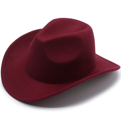 European And American Style Woolen Cowboy Hat Men's Lady Couple Ethnic Style Curling
