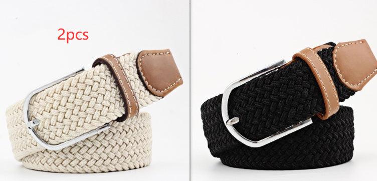 Women's Canvas Belt Casual Stretch Braided Buckle