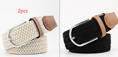 Women's Canvas Belt Casual Stretch Braided Buckle