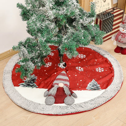 Linen Christmas Tree Skirt Bottom Decoration Supplies