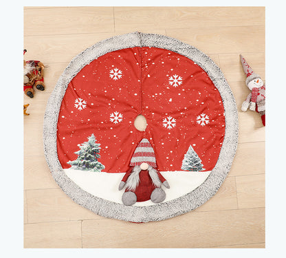 Linen Christmas Tree Skirt Bottom Decoration Supplies