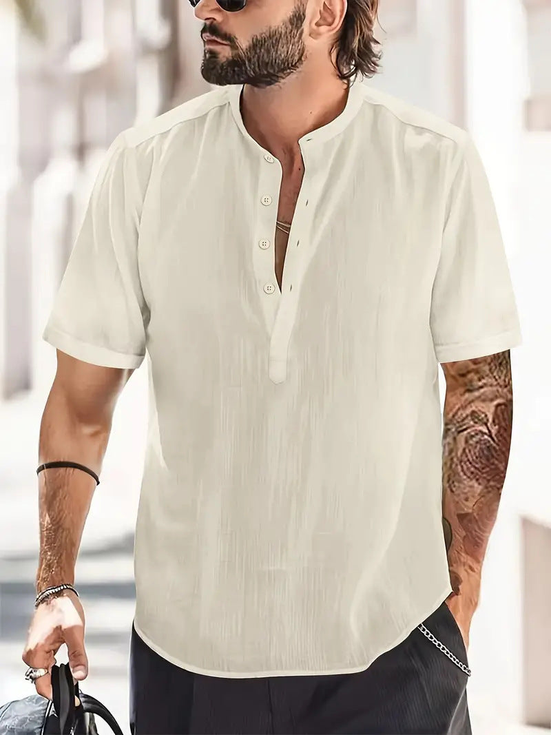 Men's Chest Pocket Solid Color Casual T-shirt