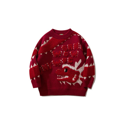 Cartoon Xiaolong Loose Round Neck Sweater Sweater