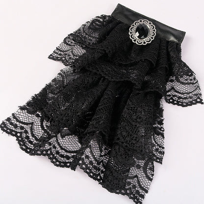 Vintage Embroidered Lace Black Bow Tie