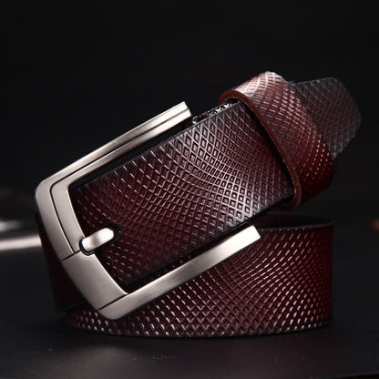 Men's Vintage Cowhide Mesh Pin Buckle Casual Belt