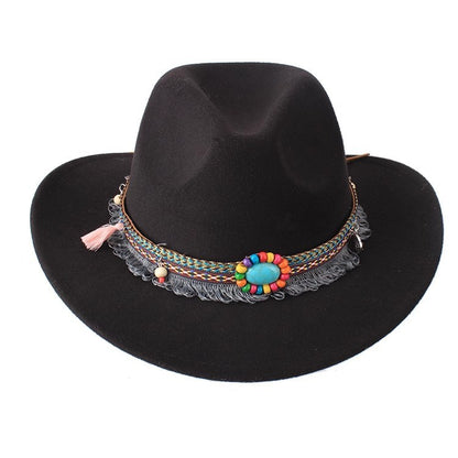 European And American Style Woolen Cowboy Hat Men's Lady Couple Ethnic Style Curling