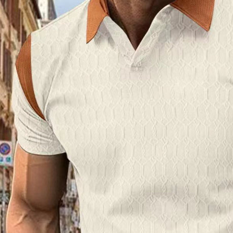 Men's Waffle Jacquard Solid Color Polo Shirt